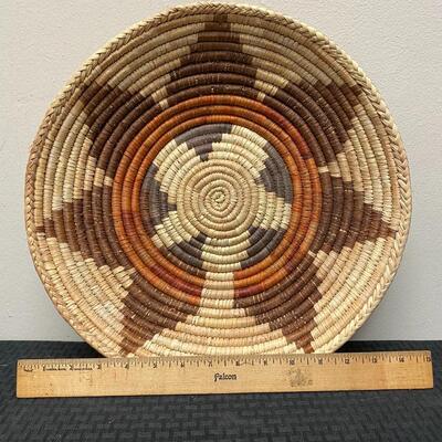 Vintage Navajo Native American Wedding Basket Hand Woven 7 Points