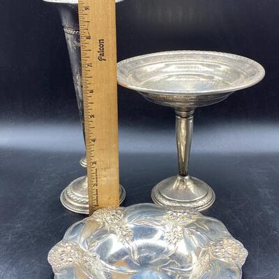 Vintage Antique Sterling Silver Weighted Vase Compote Trinket Dish Bowl