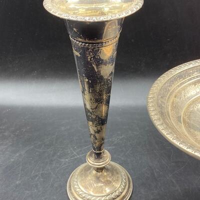 Vintage Antique Sterling Silver Weighted Vase Compote Trinket Dish Bowl