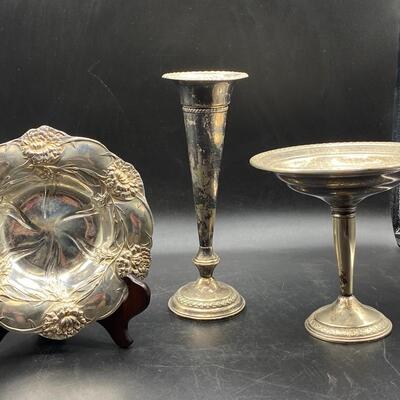 Vintage Antique Sterling Silver Weighted Vase Compote Trinket Dish Bowl