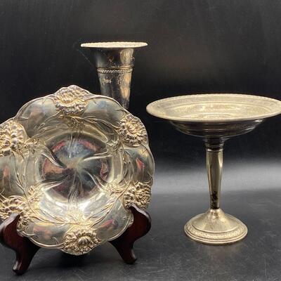 Vintage Antique Sterling Silver Weighted Vase Compote Trinket Dish Bowl
