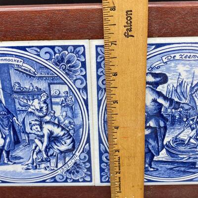 Vintage Delft Blauw Hand Painted Tile Trivet Wall Decor Tray