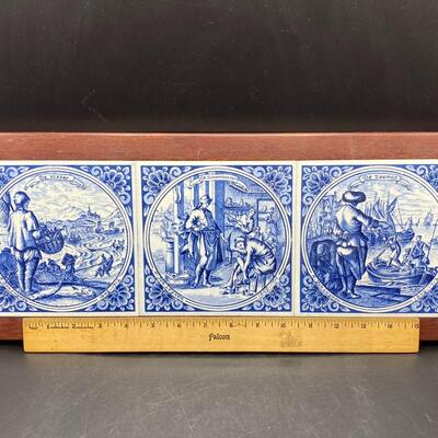 Vintage Delft Blauw Hand Painted Tile Trivet Wall Decor Tray