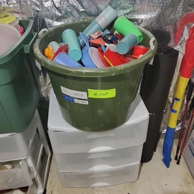 Plastic tote and drawer with misc plastic