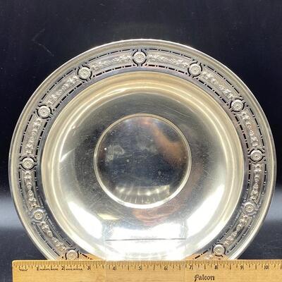 Antique Sterling Silver Serving Fruit Bowl Floral Open Work Edge
