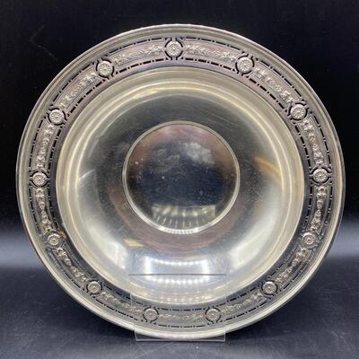 Antique Sterling Silver Serving Fruit Bowl Floral Open Work Edge