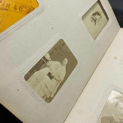 Pair of Antique Leather Victorian Photo Albums with Pictures