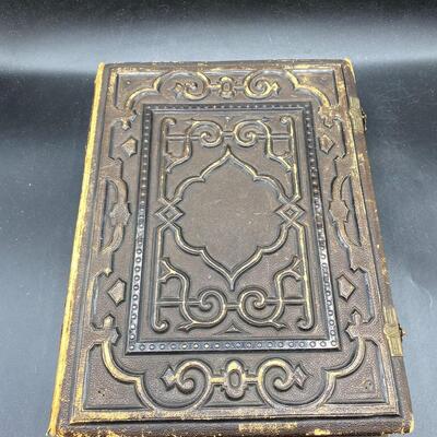 Pair of Antique Leather Victorian Photo Albums with Pictures