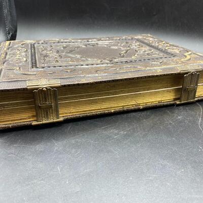 Pair of Antique Leather Victorian Photo Albums with Pictures