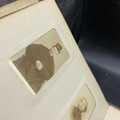 Pair of Antique Leather Victorian Photo Albums with Pictures