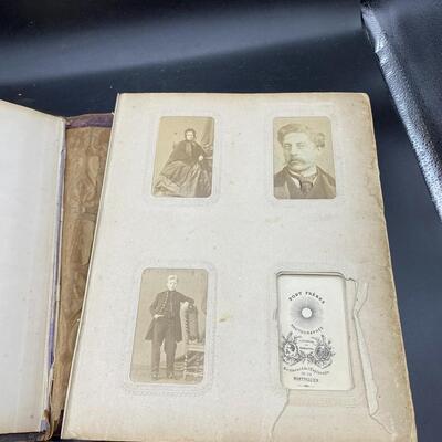Pair of Antique Leather Victorian Photo Albums with Pictures