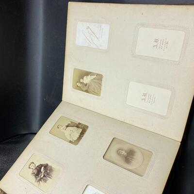 Pair of Antique Leather Victorian Photo Albums with Pictures