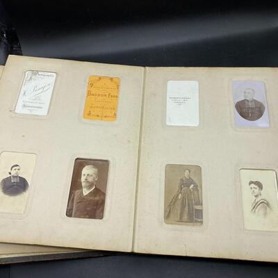 Pair of Antique Leather Victorian Photo Albums with Pictures