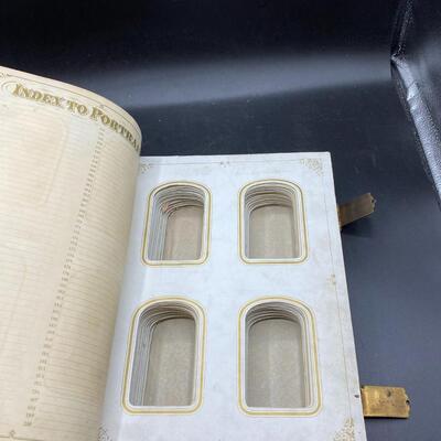 Pair of Antique Leather Victorian Photo Albums with Pictures