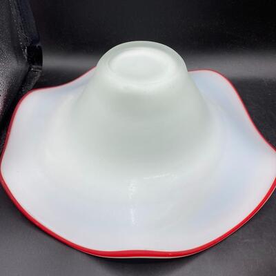 Pair of Ruffled Art Glass Console Bowls