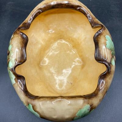 Antique Bavarian Oblong Hand Painted Footed Bowl Acorns MZ Austria