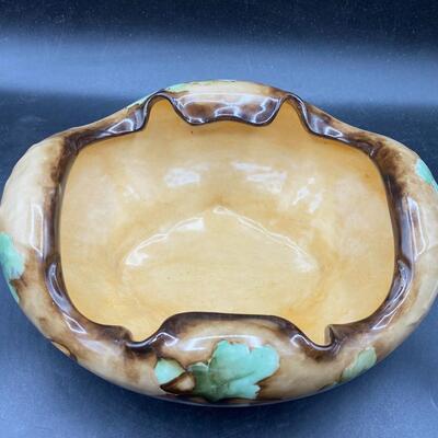 Antique Bavarian Oblong Hand Painted Footed Bowl Acorns MZ Austria