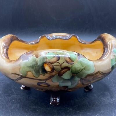 Antique Bavarian Oblong Hand Painted Footed Bowl Acorns MZ Austria
