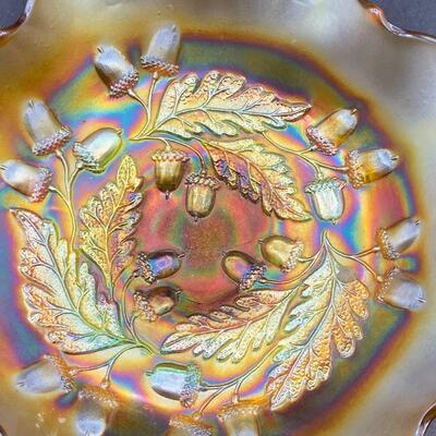 Vintage Fenton Marigold Carnival Glass Bowl Acorn Pattern