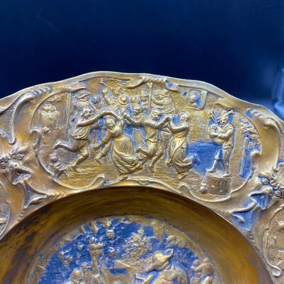 Vintage Antique Embossed Stamped Tavern Pub Bar Scene Plate Bowl