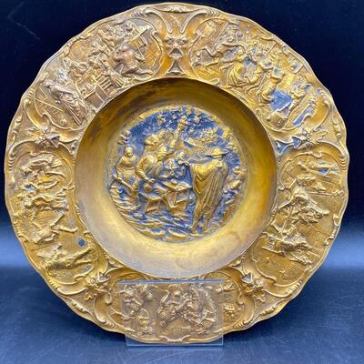 Vintage Antique Embossed Stamped Tavern Pub Bar Scene Plate Bowl