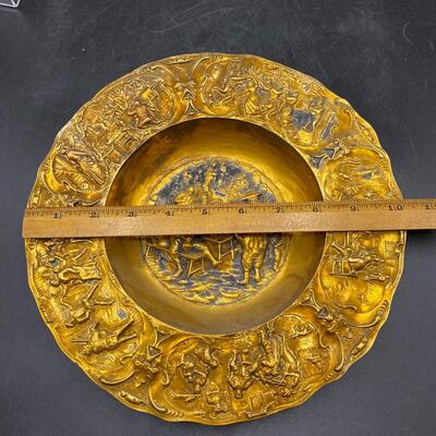 Vintage Antique Embossed Stamped Tavern Pub Bar Scene Plate Bowl