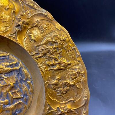 Vintage Antique Embossed Stamped Tavern Pub Bar Scene Plate Bowl