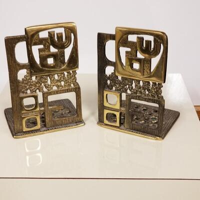 Small brass or bronze mid-century bookends made in