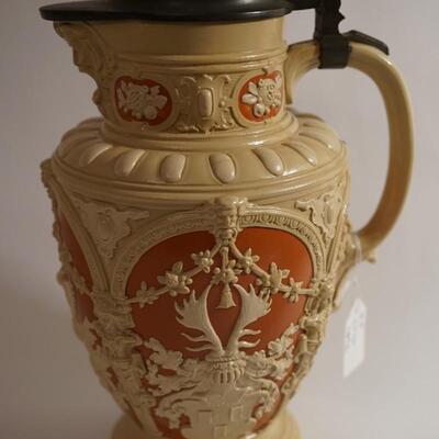 METTLACH VILLEROY AND BOCH RELIEF STEIN  2 LITER 2076 SIGNED M . HEIN