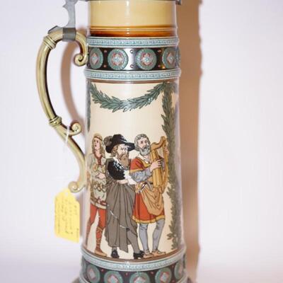 METTLACH STEIN RICHARD WAGNER 4.1 LITER  RELIEF AND ETCHED.