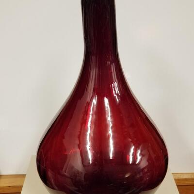 Large richly colored vintage sculptural art glass vase