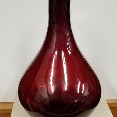 Large richly colored vintage sculptural art glass vase