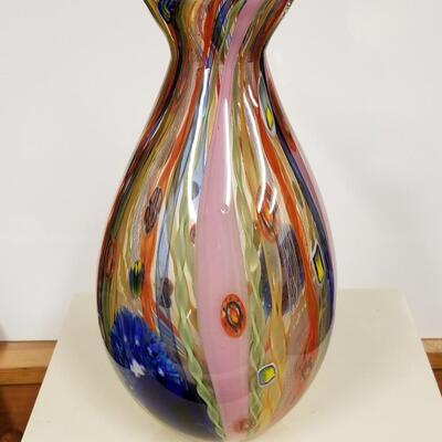 Stunning mid-century multi colored art glass vase