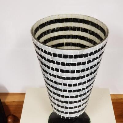 Distinctive large vintage tiled glass vase