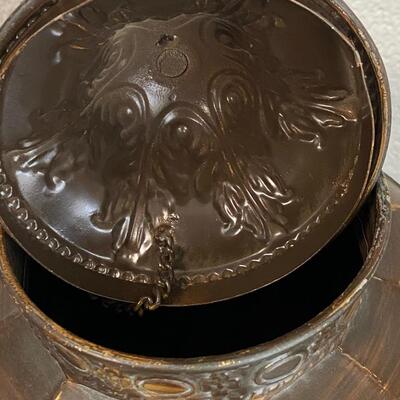 Large Tin Urn with Lid & Handles