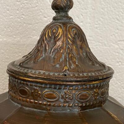 Large Tin Urn with Lid & Handles