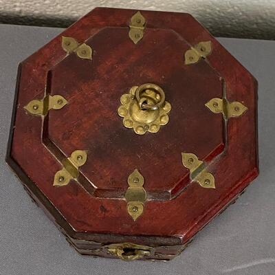 Rosewood & Brass Octagonal Korean Box
