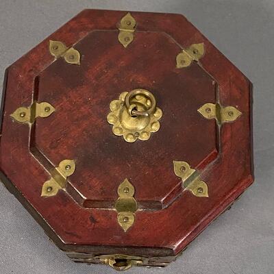 Rosewood & Brass Octagonal Korean Box