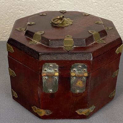 Rosewood & Brass Octagonal Korean Box