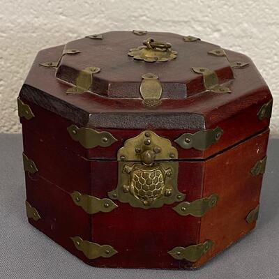 Rosewood & Brass Octagonal Korean Box