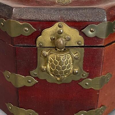 Rosewood & Brass Octagonal Korean Box