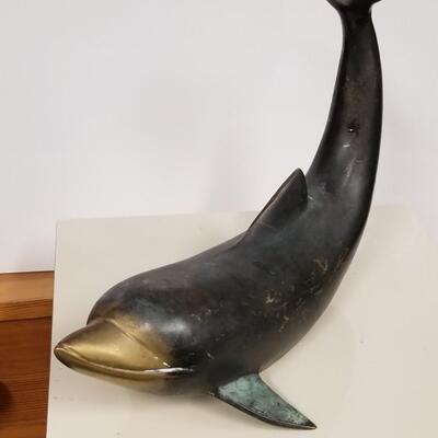 Mid-century bronze or or brass dolphin sculpture