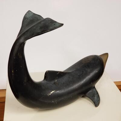 Mid-century bronze or or brass dolphin sculpture