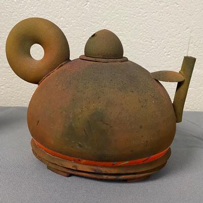 Artist signed Raku Style Teapot