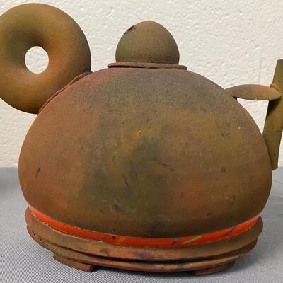 Artist signed Raku Style Teapot