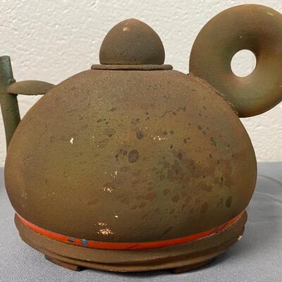 Artist signed Raku Style Teapot