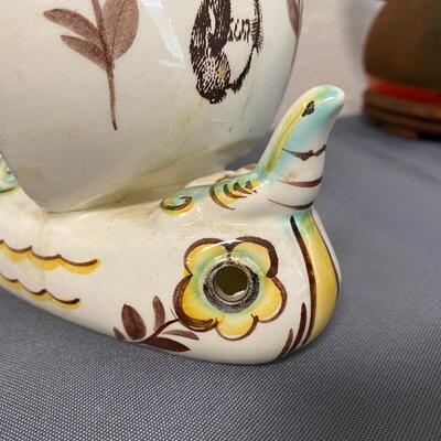 Vintage Russian 3nK Boat Planter with Bear