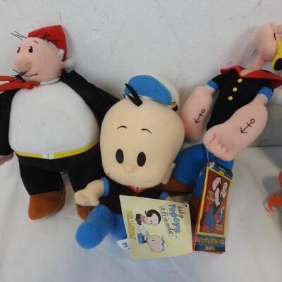 6 Stuffed Animals and Characters: 2 Popeye Dolls, Ninja Turtles, Cyclops