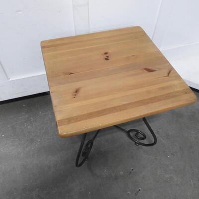 24" Square Wood and Metal Table