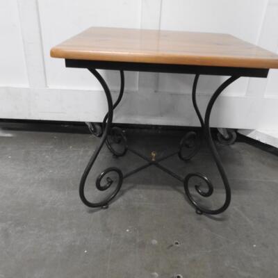 24" Square Wood and Metal Table
